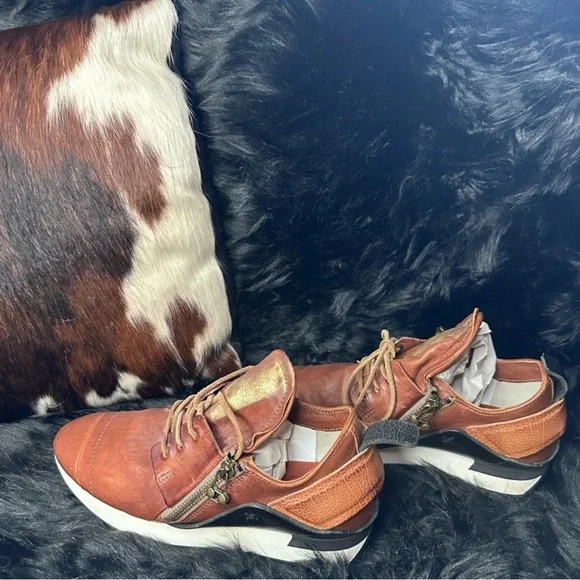 A.S.98 cognac leather tennis shoes - Picture 4 of 5